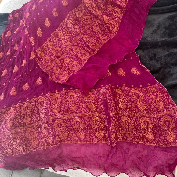 Magenta pink dupatta  fuchsia - Picture 2 of 4